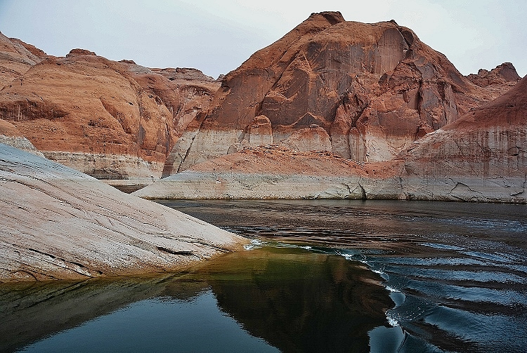 lake and sandstone hills